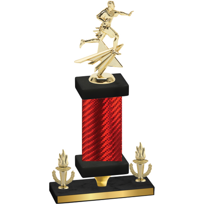 Premium Single Red Carbon Fiber Victory Flag Football Trophy