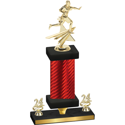 Premium Single Red Carbon Fiber Year Flag Football Trophy