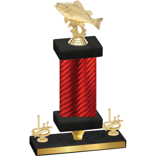 Premium Single Red Carbon Fiber First Place Fishing Trophy