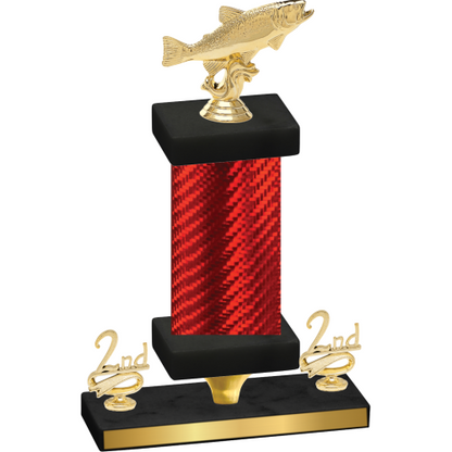 Premium Single Red Carbon Fiber Second Place Fishing Trophy