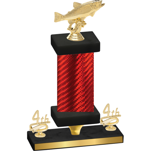 Premium Single Red Carbon Fiber Fourth Place Fishing Trophy