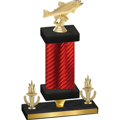 Premium Single Red Carbon Fiber Victory Fishing Trophy