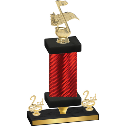 Premium Single Red Carbon Fiber Second Place Music Trophy