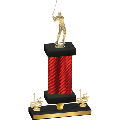 Premium Single Red Carbon Fiber First Place Golf Trophy