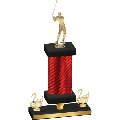 Premium Single Red Carbon Fiber Second Place Golf Trophy