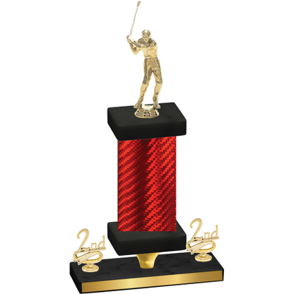 Premium Single Red Carbon Fiber Second Place Golf Trophy
