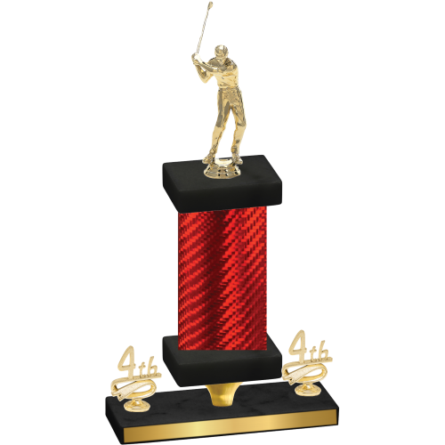 Premium Single Red Carbon Fiber Fourth Place Golf Trophy