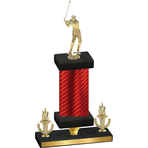 Premium Single Red Carbon Fiber Victory Golf Trophy