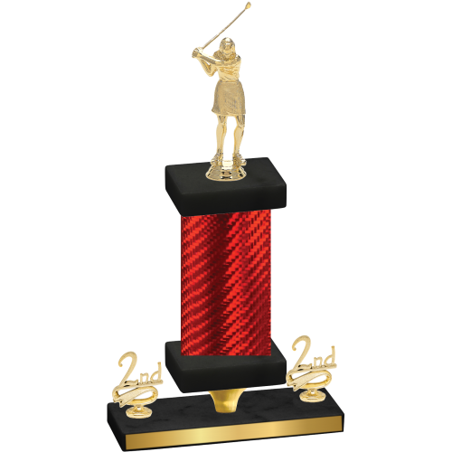 Premium Single Red Carbon Fiber Second Place Golf Trophy