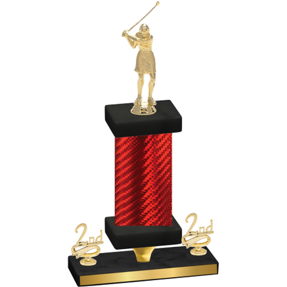 Premium Single Red Carbon Fiber Second Place Golf Trophy