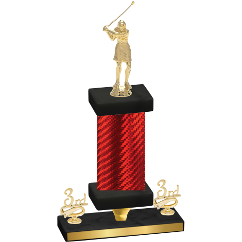 Premium Single Red Carbon Fiber Third Place Golf Trophy