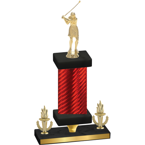 Premium Single Red Carbon Fiber Victory Golf Trophy