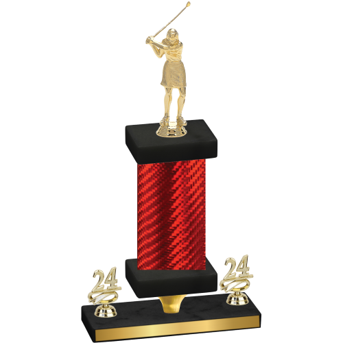 Premium Single Red Carbon Fiber Year Golf Trophy