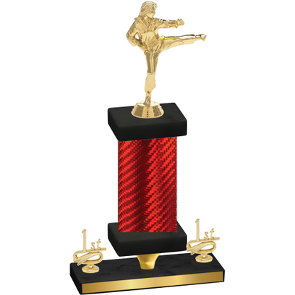 Premium Single Red Carbon Fiber First Place Karate Trophy