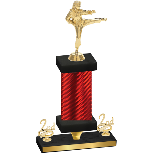 Premium Single Red Carbon Fiber Second Place Karate Trophy