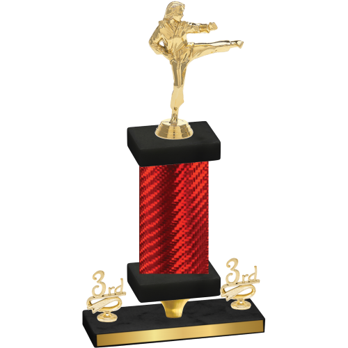 Premium Single Red Carbon Fiber Third Place Karate Trophy