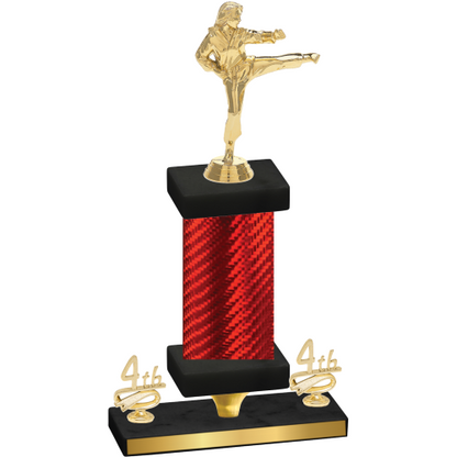 Premium Single Red Carbon Fiber Fourth Place Karate Trophy