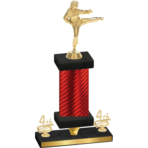 Premium Single Red Carbon Fiber Fourth Place Karate Trophy