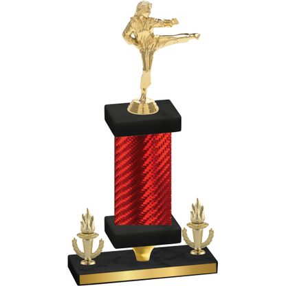 Premium Single Red Carbon Fiber Victory Karate Trophy