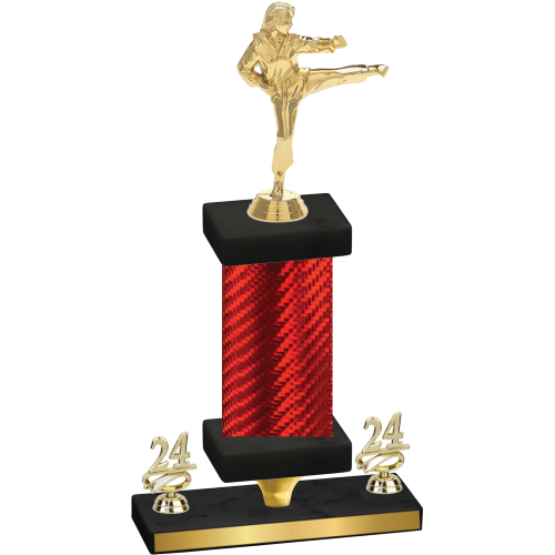 Premium Single Red Carbon Fiber Year Karate Trophy