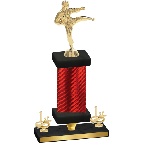 Premium Single Red Carbon Fiber First Place Karate Trophy