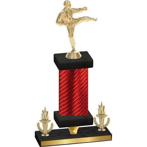 Premium Single Red Carbon Fiber Victory Karate Trophy