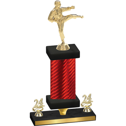 Premium Single Red Carbon Fiber Year Karate Trophy