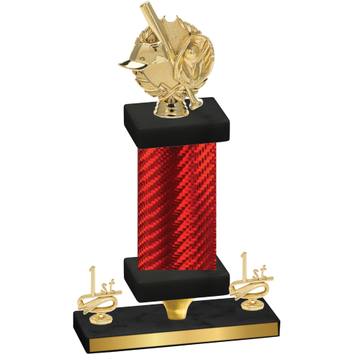 Premium Single Red Carbon Fiber First Place Baseball Trophy