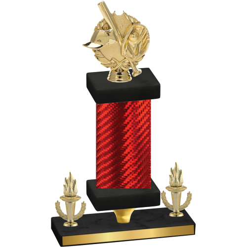 Premium Single Red Carbon Fiber Victory Baseball Trophy