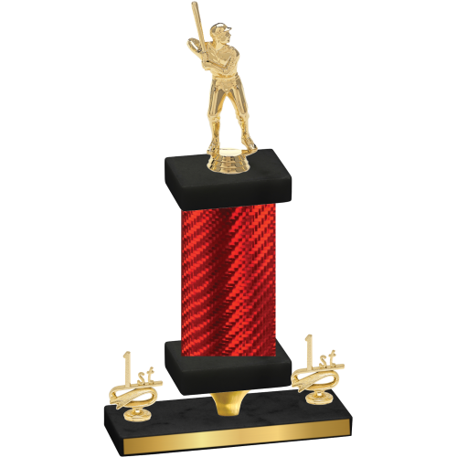 Premium Single Red Carbon Fiber First Place Baseball Trophy