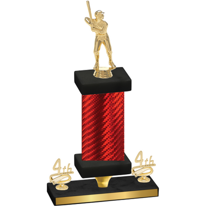 Premium Single Red Carbon Fiber Fourth Place Baseball Trophy