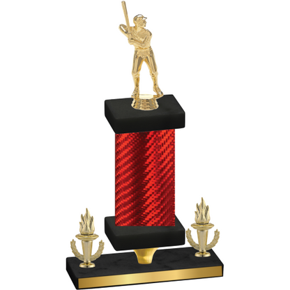 Premium Single Red Carbon Fiber Victory Baseball Trophy