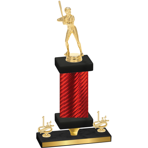 Premium Single Red Carbon Fiber First Place Softball Trophy