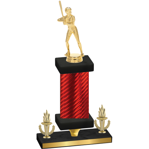 Premium Single Red Carbon Fiber Victory Softball Trophy