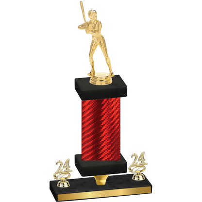 Premium Single Red Carbon Fiber Year Softball Trophy