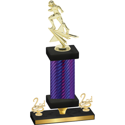 Premium Single Purple Carbon Fiber Second Place Football Trophy