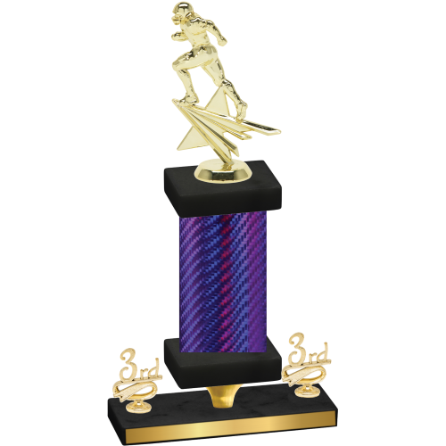 Premium Single Purple Carbon Fiber Third Place Football Trophy