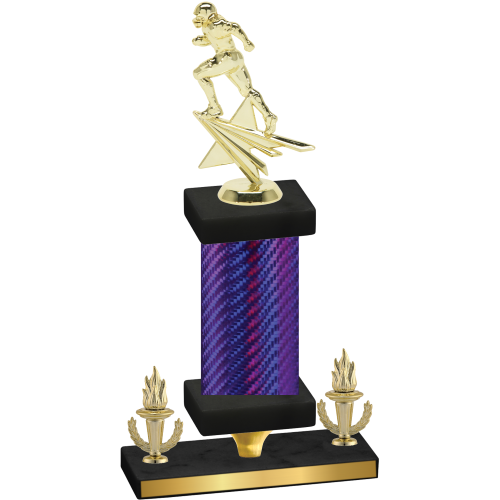 Premium Single Purple Carbon Fiber Victory Football Trophy