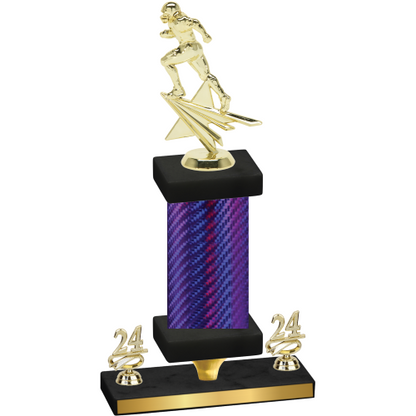 Premium Single Purple Carbon Fiber Year Football Trophy