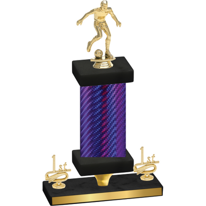 Premium Single Purple Carbon Fiber First Place Soccer Trophy