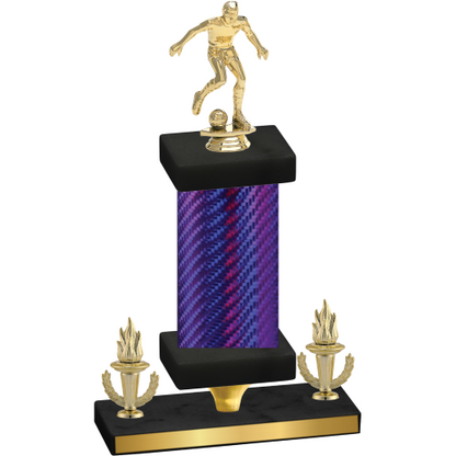 Premium Single Purple Carbon Fiber Victory Soccer Trophy