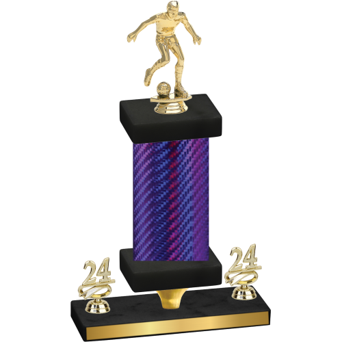 Premium Single Purple Carbon Fiber Year Soccer Trophy