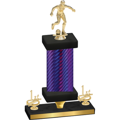 Premium Single Purple Carbon Fiber First Place Soccer Trophy