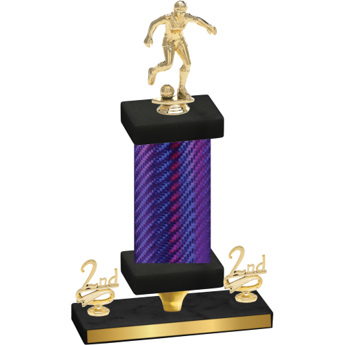 Premium Single Purple Carbon Fiber Second Place Soccer Trophy