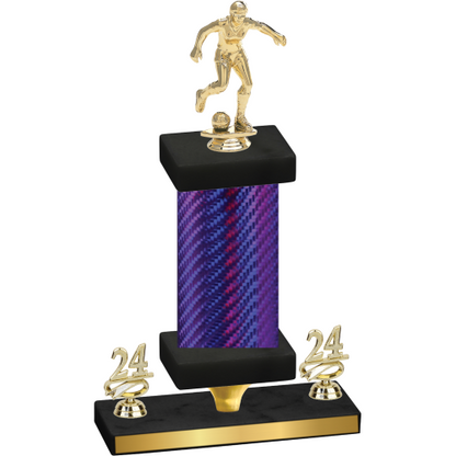 Premium Single Purple Carbon Fiber Year Soccer Trophy