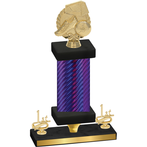 Premium Single Purple Carbon Fiber First Place Soccer Trophy