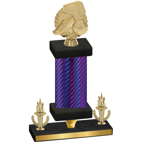 Premium Single Purple Carbon Fiber Victory Soccer Trophy