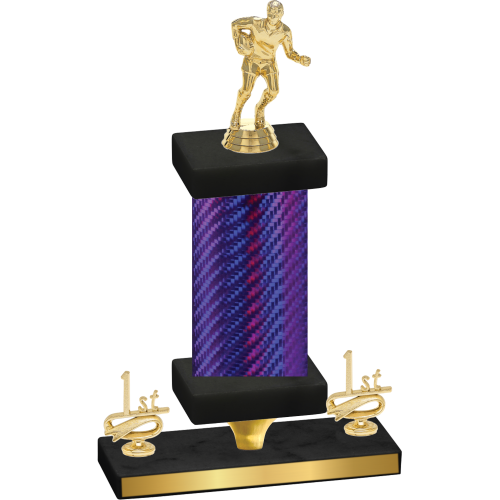 Premium Single Purple Carbon Fiber First Place Rugby Trophy