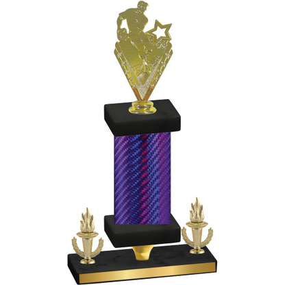 Premium Single Purple Carbon Fiber Victory Rugby Trophy