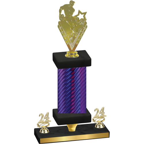 Premium Single Purple Carbon Fiber Year Rugby Trophy